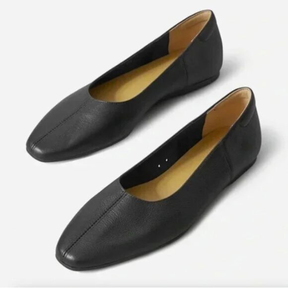 Everlane The Tapered Day Glove Black Leather Ballet Flat Slip On